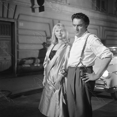 Con Dorian Grey sul set di Le Notti di Cabiria. Roma, 1956