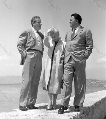 Con Amedeo Nazzari e Giulietta Masina (Le Notti di Cabiria). Cannes, 1957