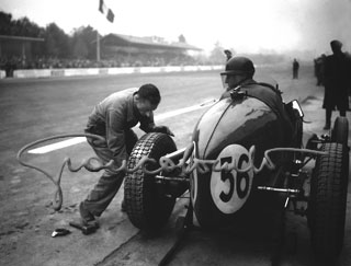 Fermata ai box al Gran Premio d'Europa, Autodromo di Monza, 1949