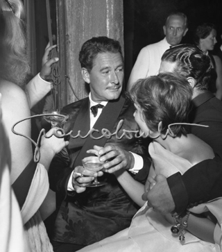 Errol Flynn in casa del Conte Volpi. Mostra del Cinema di Venezia, 1953